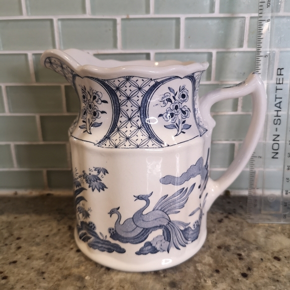 Antique 5" Old Chelsea Furnivals Blue Transferware Pitcher Made In England - Picture 2 of 9